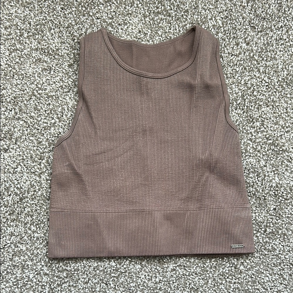 Gilly Hicks Cropped Brown/Purple Ribbed Tank Top